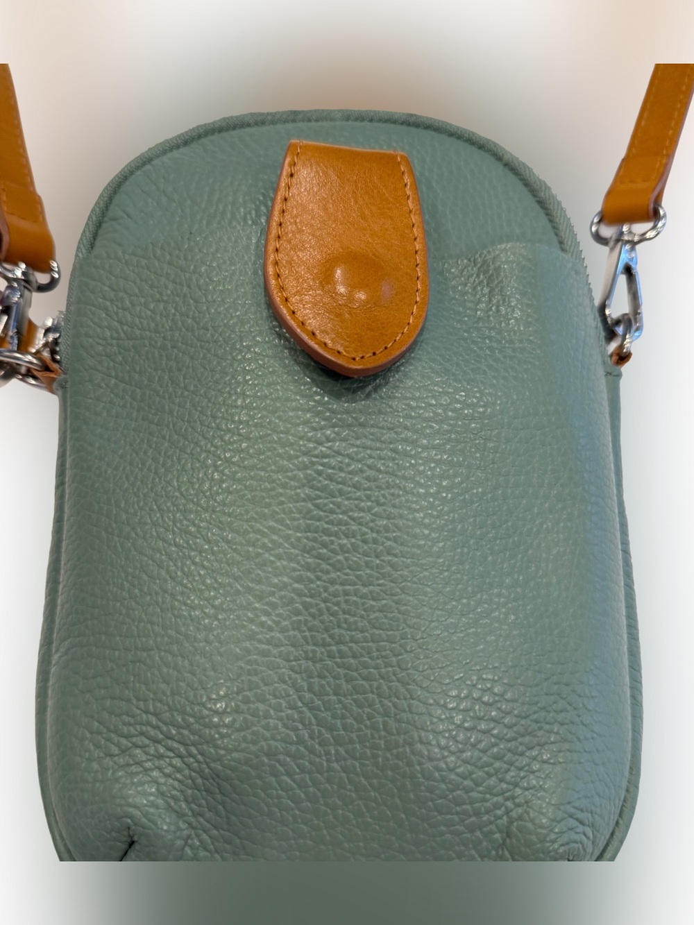Divina Firenze Amanda Small Leather Crossbody Bag Purse Sage Green Italy